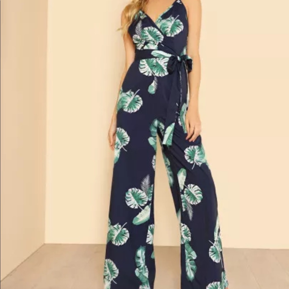 Navy print jumpsuit
